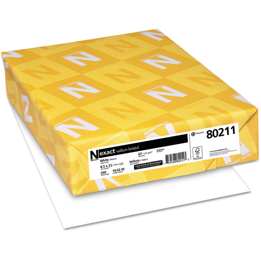 Neenah® Exact Vellum Bristol White 67# Card Stock 8.5x14 in. 250 Sheets per Ream